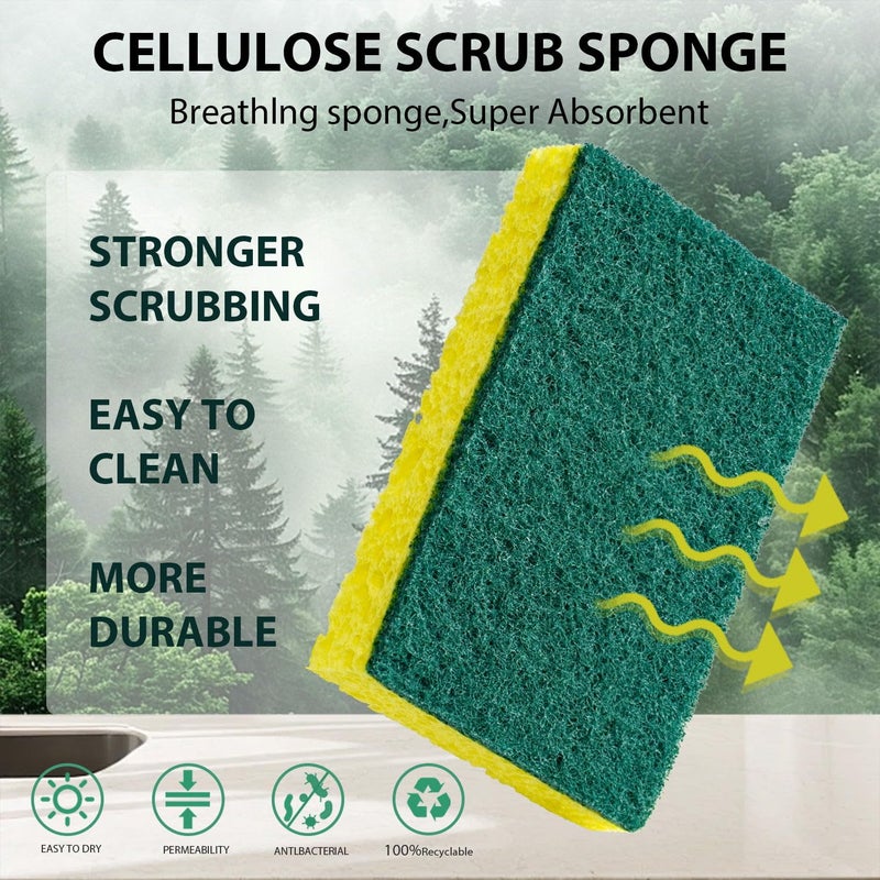 POWOBEST 24 Pack Multi-Purpose Sponge Pads,Heavy Duty Scrub Sponges Effective Clean The Surface Stains,Can Be Used to Clean Kitchen,Pots,Bowls,Bathrooms,Tiles,Bathtubs,Walls a Good Helper for Home Cleaning - Image 2